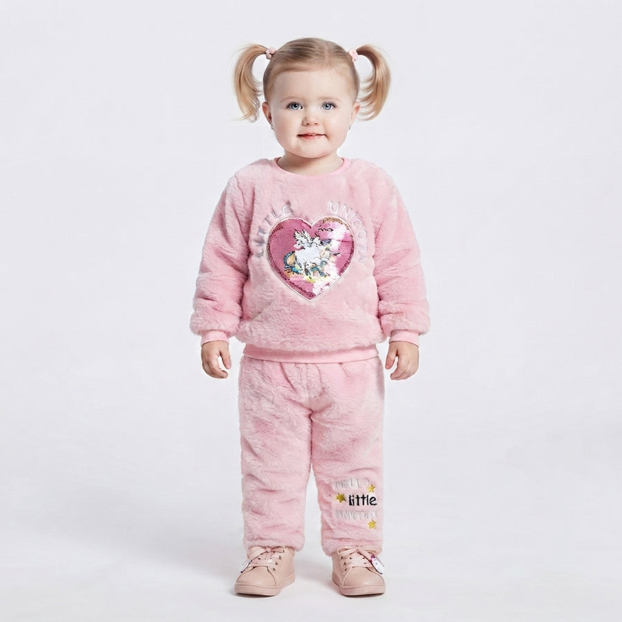 Toddler Girls' Pink Fuzzy Little Unicorn Set — Photo 2