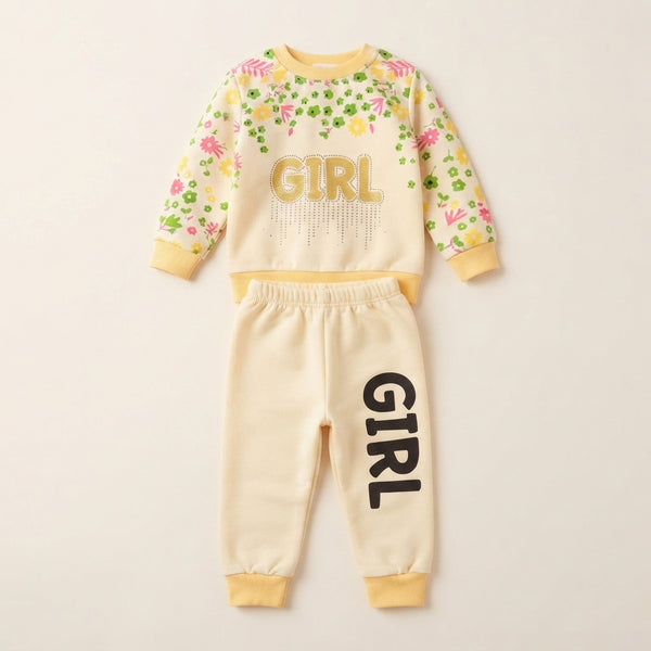 Girls Yellow 2 Piece Fleece Suit — Photo 2