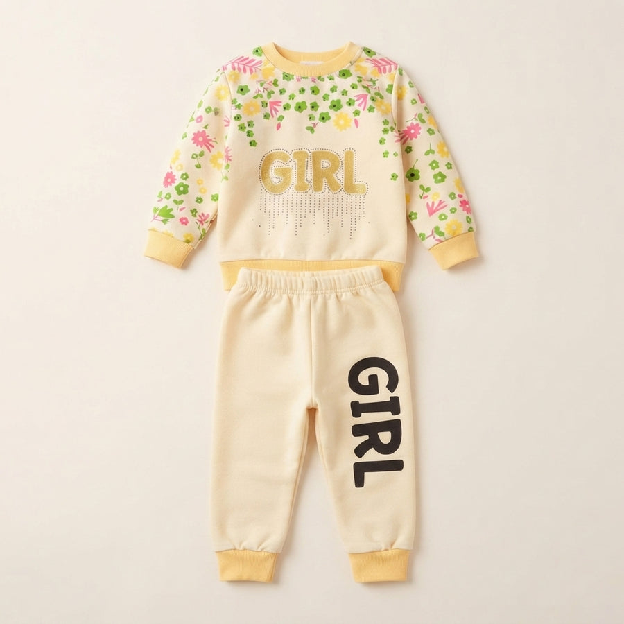 Girls Yellow 2 Piece Fleece Suit — Photo 2