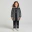 Girls Black and Grey Shaggy Faux Fur Coat and Embroidered Trouser Set