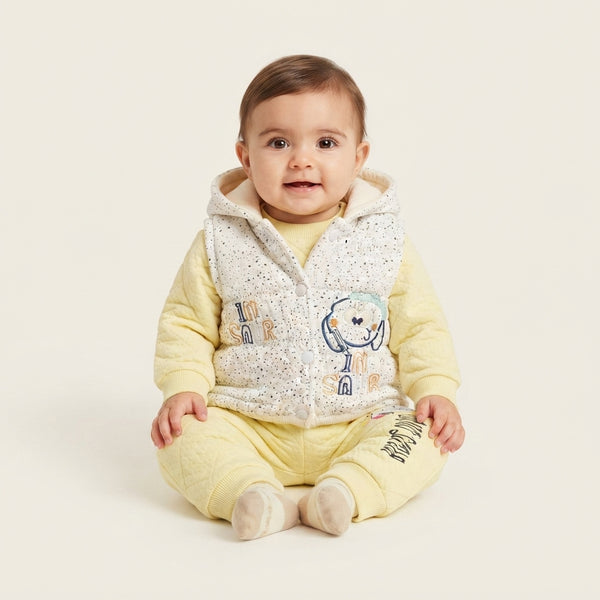 Baby Girl Yellow Dino 3-Piece Winter Outfit Set | Iqra Garments