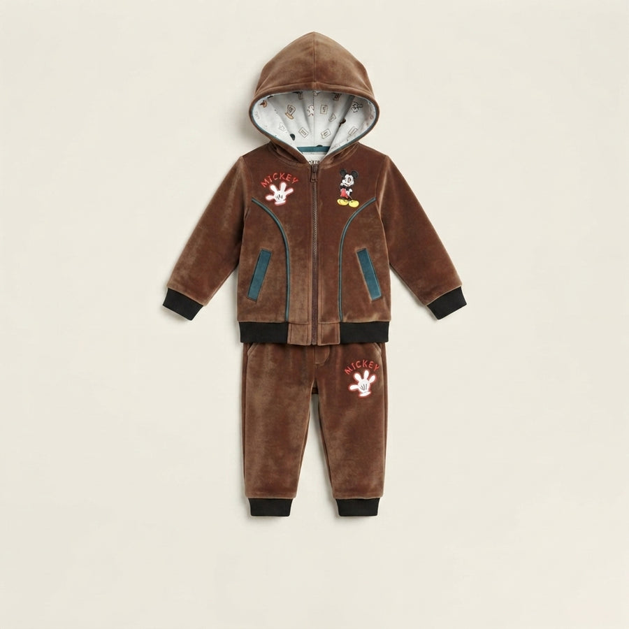 Boys Brown Mickey Mouse Tracksuit — Photo 2