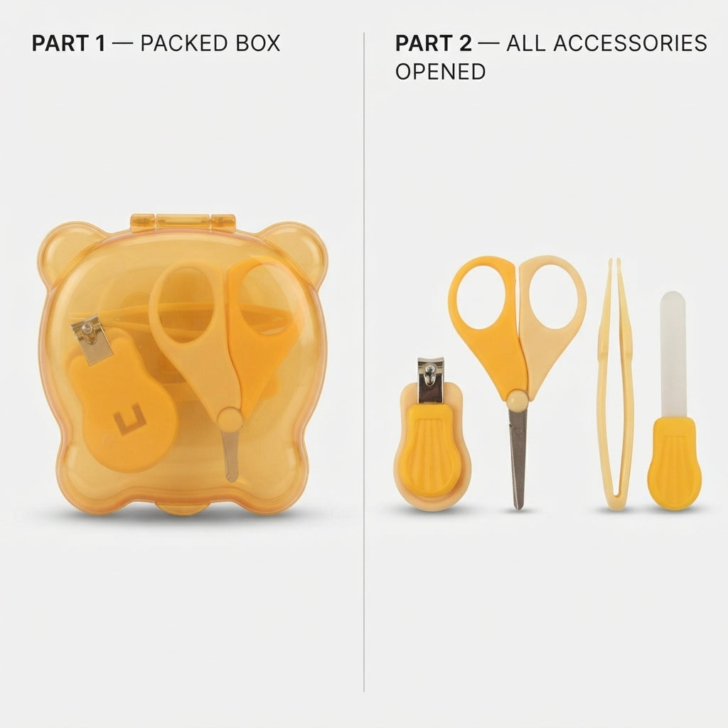 Yellow Baby Nail Care Kit In Bear Shape