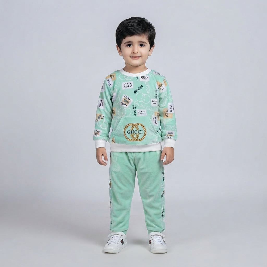 Kids 2 Piece Fleece Suit, Comfortable Casual Winter Wear