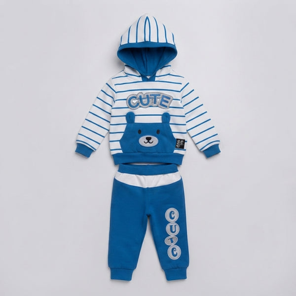 Boys Blue & White Fleece Two Piece Suit — Photo 2