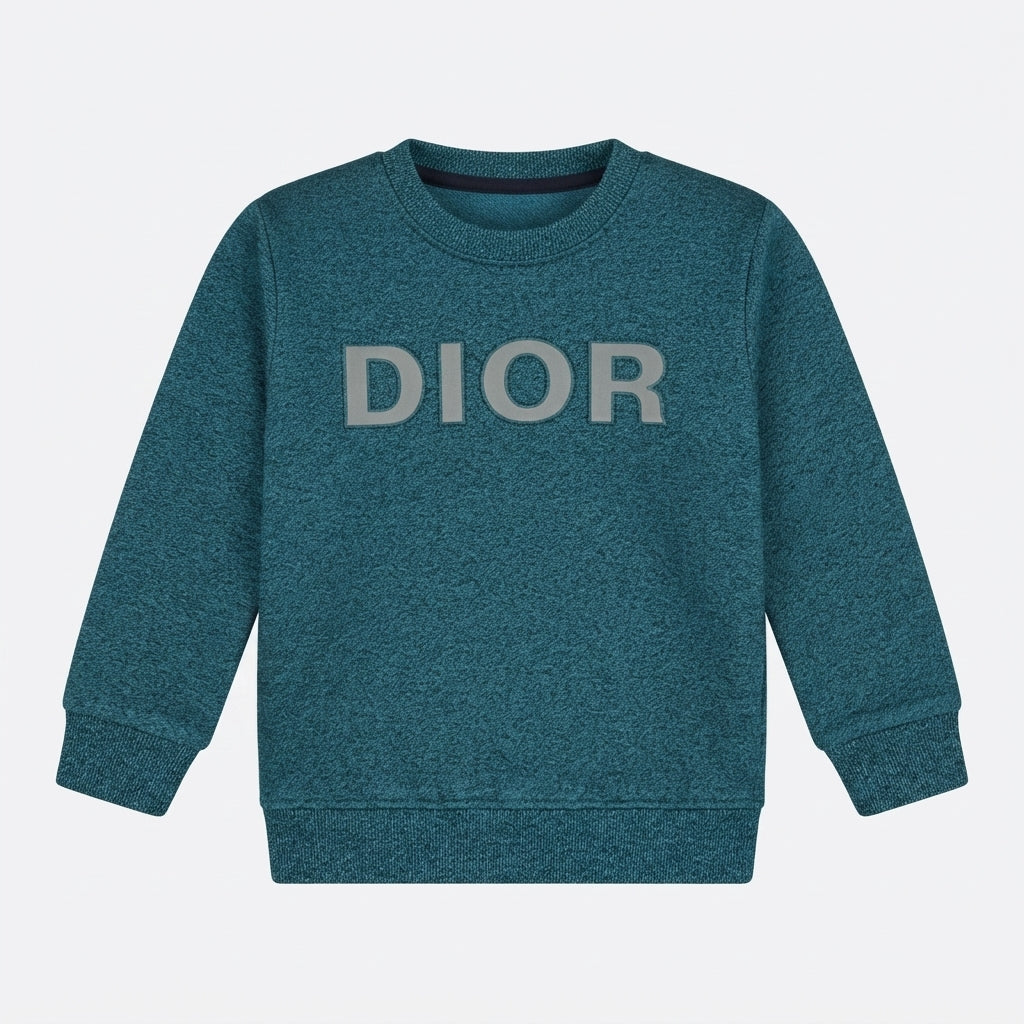 Boys' Teal Melange Logo Print Sweatshirt