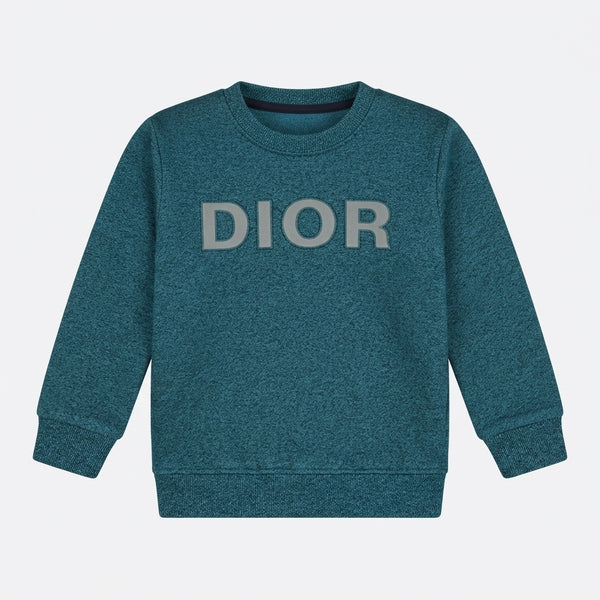 Boys' Teal Melange Logo Print Sweatshirt