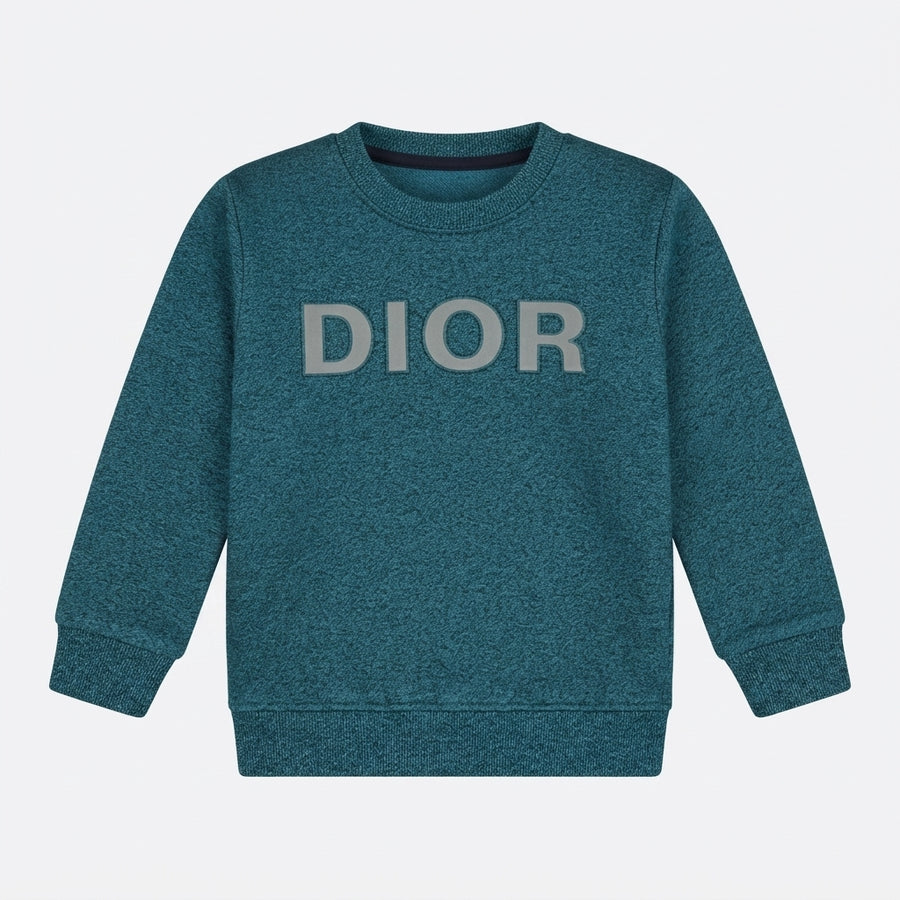 Boys' Teal Melange Logo Print Sweatshirt