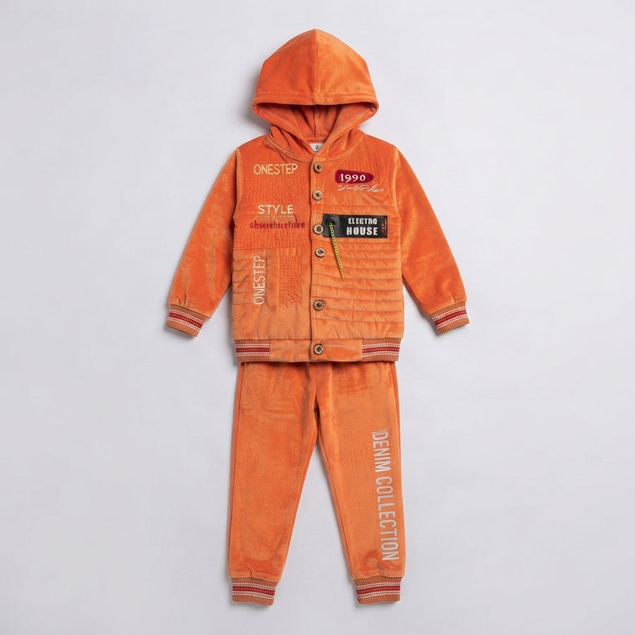Boys Stylish Velvet Hooded Winter Suit — Photo 2