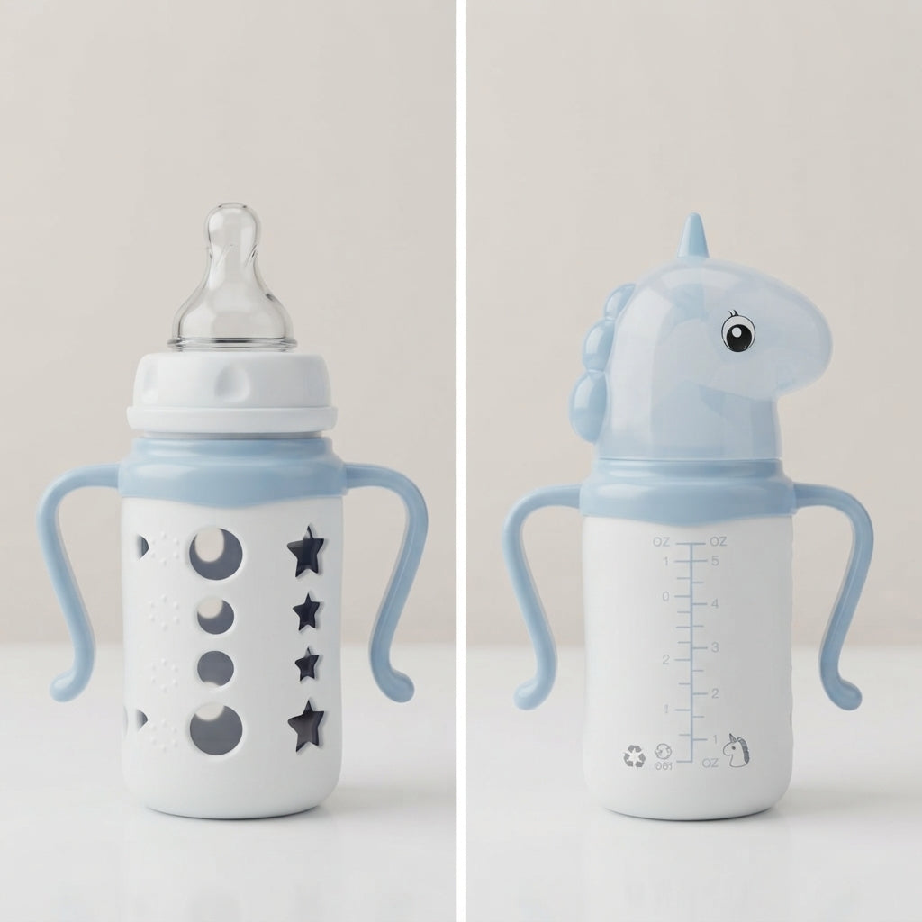 Unicorn Design Glass Baby Feeder 120ml