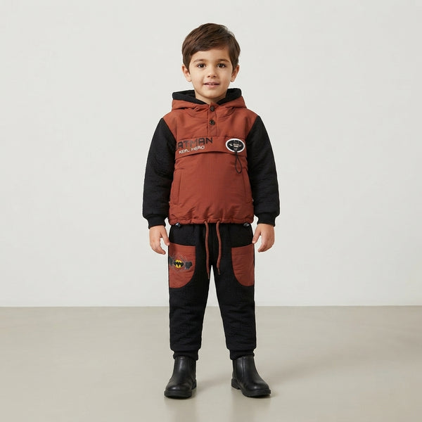 Two Piece Brown Velvet Batman Suit for Boys | Winter Kids Suit