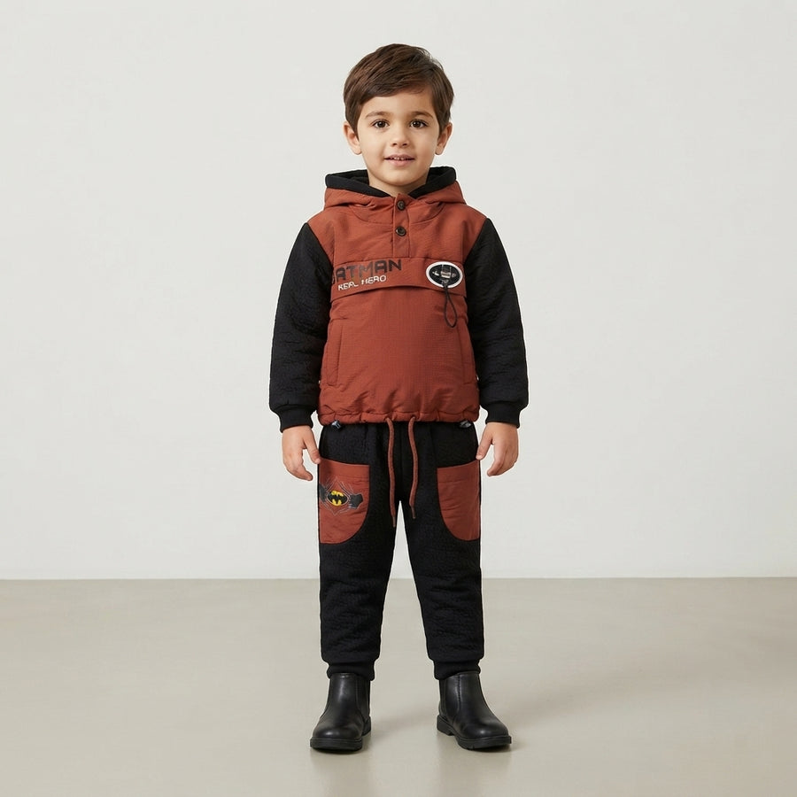 Two Piece Brown Velvet Batman Suit for Boys | Winter Kids Suit