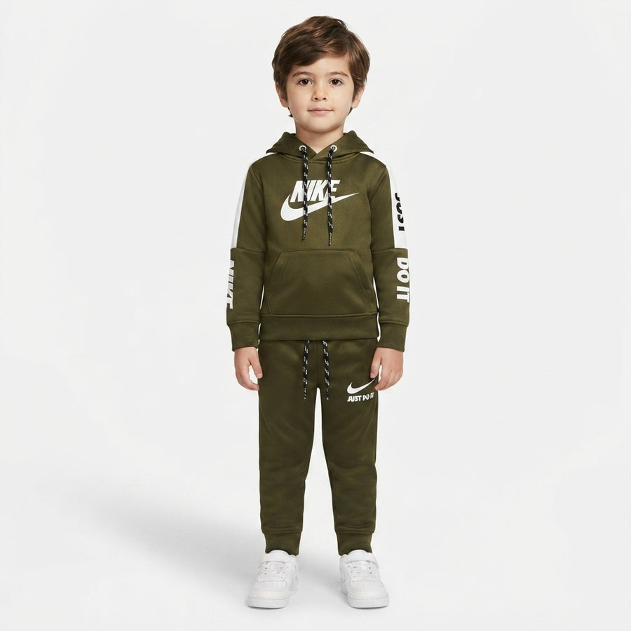 Boys Olive Green Athleisure Hoodie Tracksuit