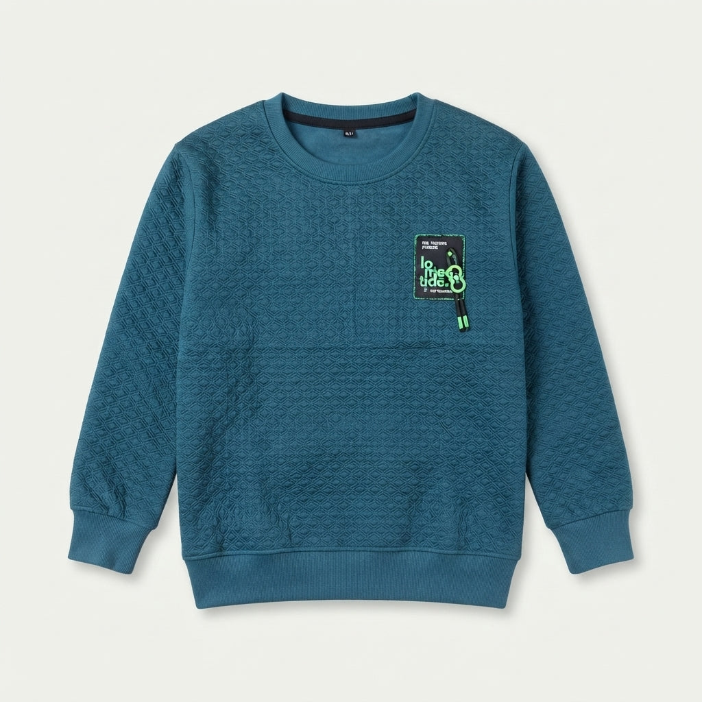 Boys Teal Quilted Graphic Sweatshirt — Photo 2