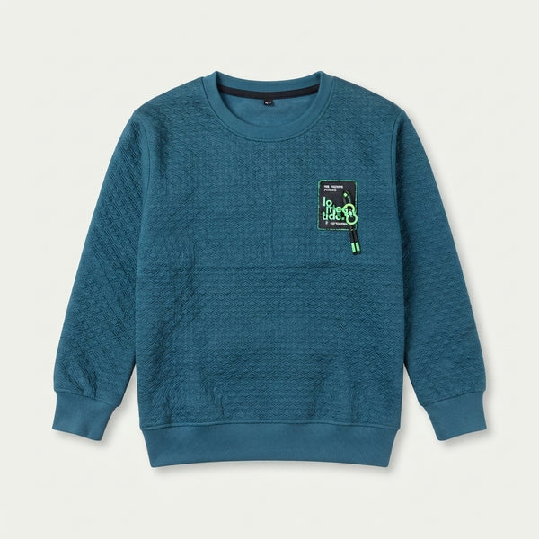Boys Teal Quilted Graphic Sweatshirt — Photo 2