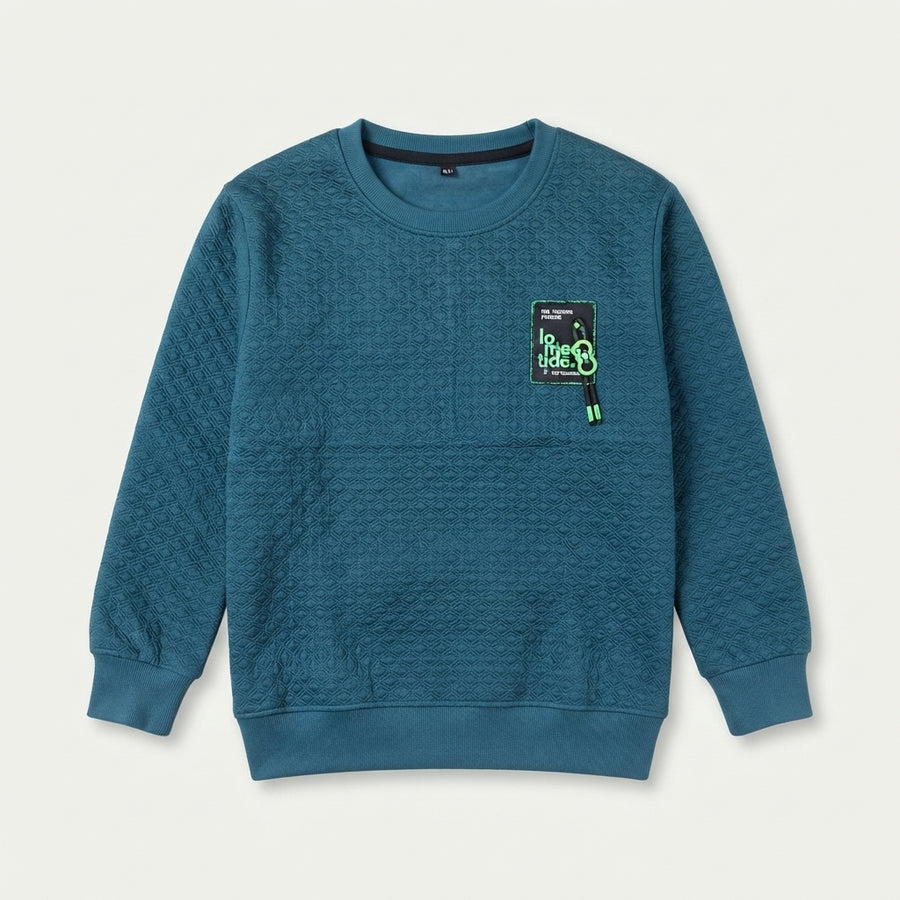 Boys Teal Quilted Graphic Sweatshirt — Photo 2