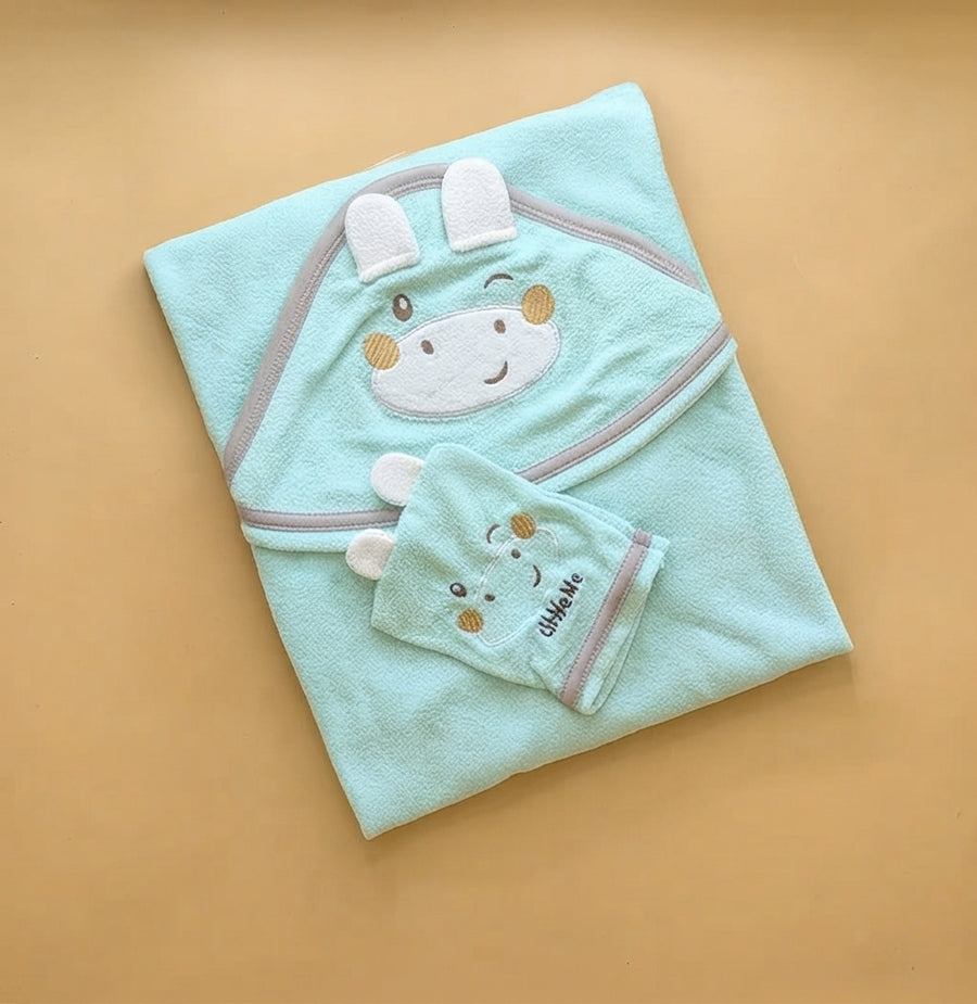 Mint Green Animal Hooded Baby Towel