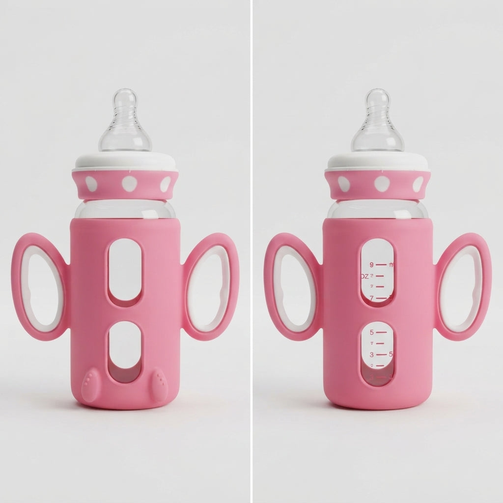 Pink Bunny Baby Bottle In Glass
