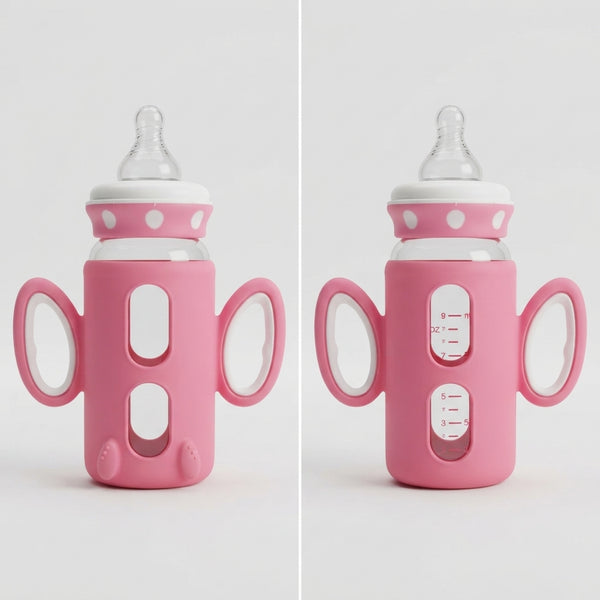 Pink Bunny Baby Bottle In Glass