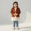 Girls Quilted Fur Jacket and Star Jeans 3-Piece Outfit