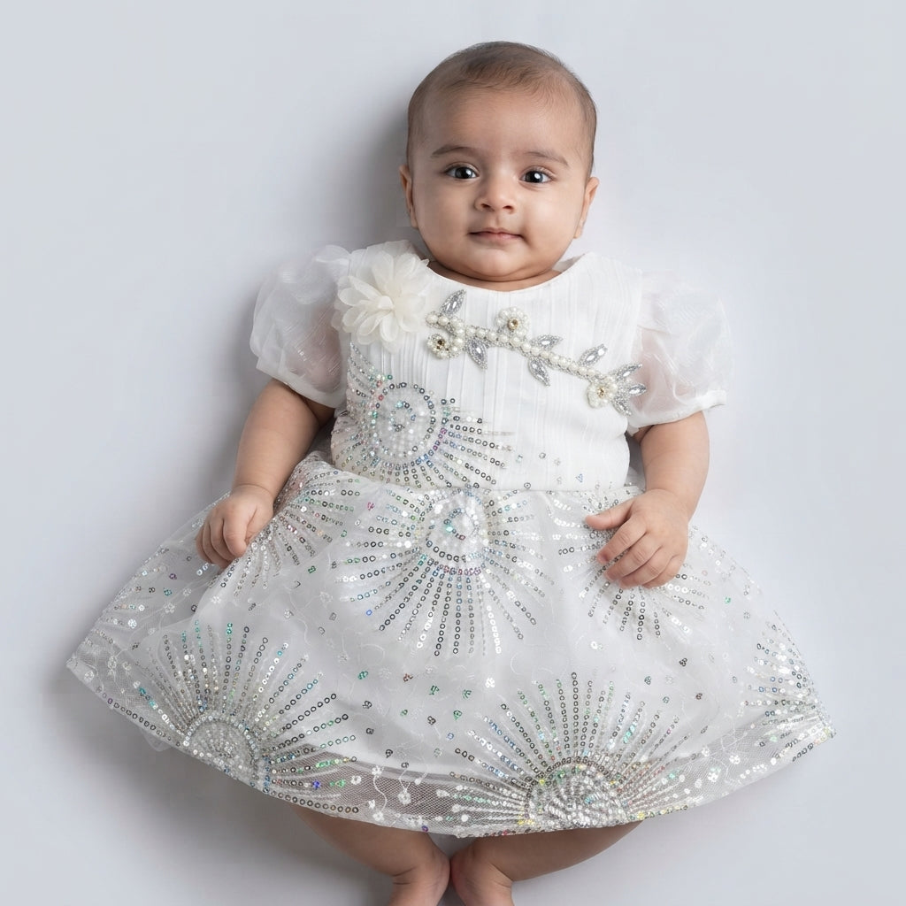 Baby Girl White Fancy Party Wear Frock