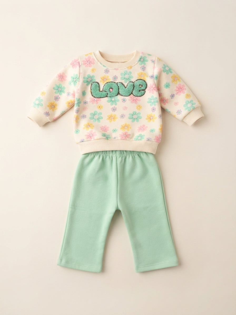Baby Girl Floral Sweatshirt Outfit — Photo 2
