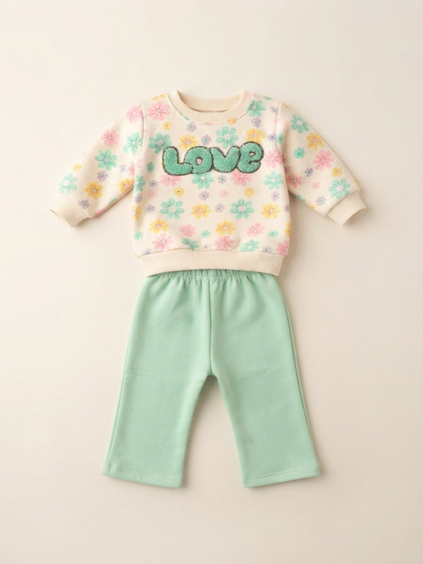 Baby Girl Floral Sweatshirt Outfit — Photo 2