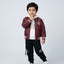Boys Leather Jacket 3 Piece Set with Hoodie & Baggy Trouser