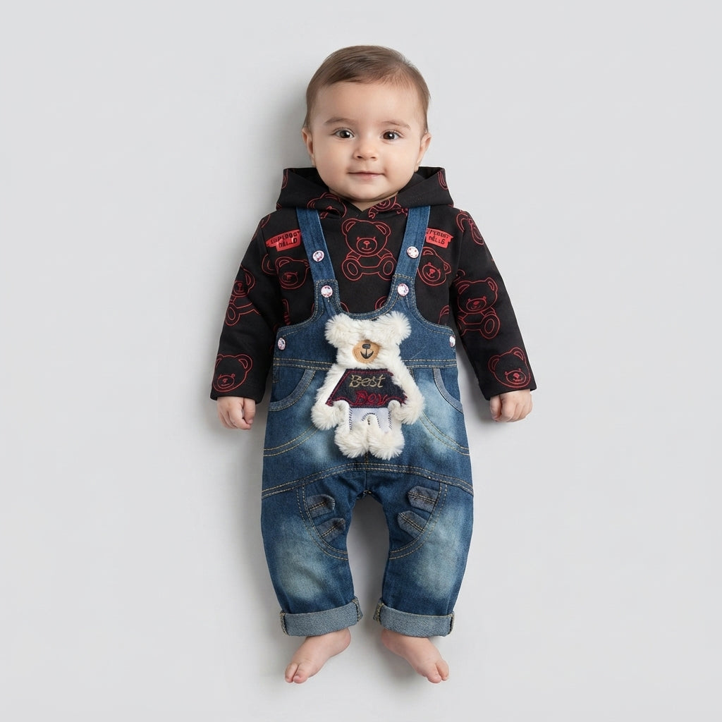 Baby Boy Denim Dungaree Overall Set — Photo 2