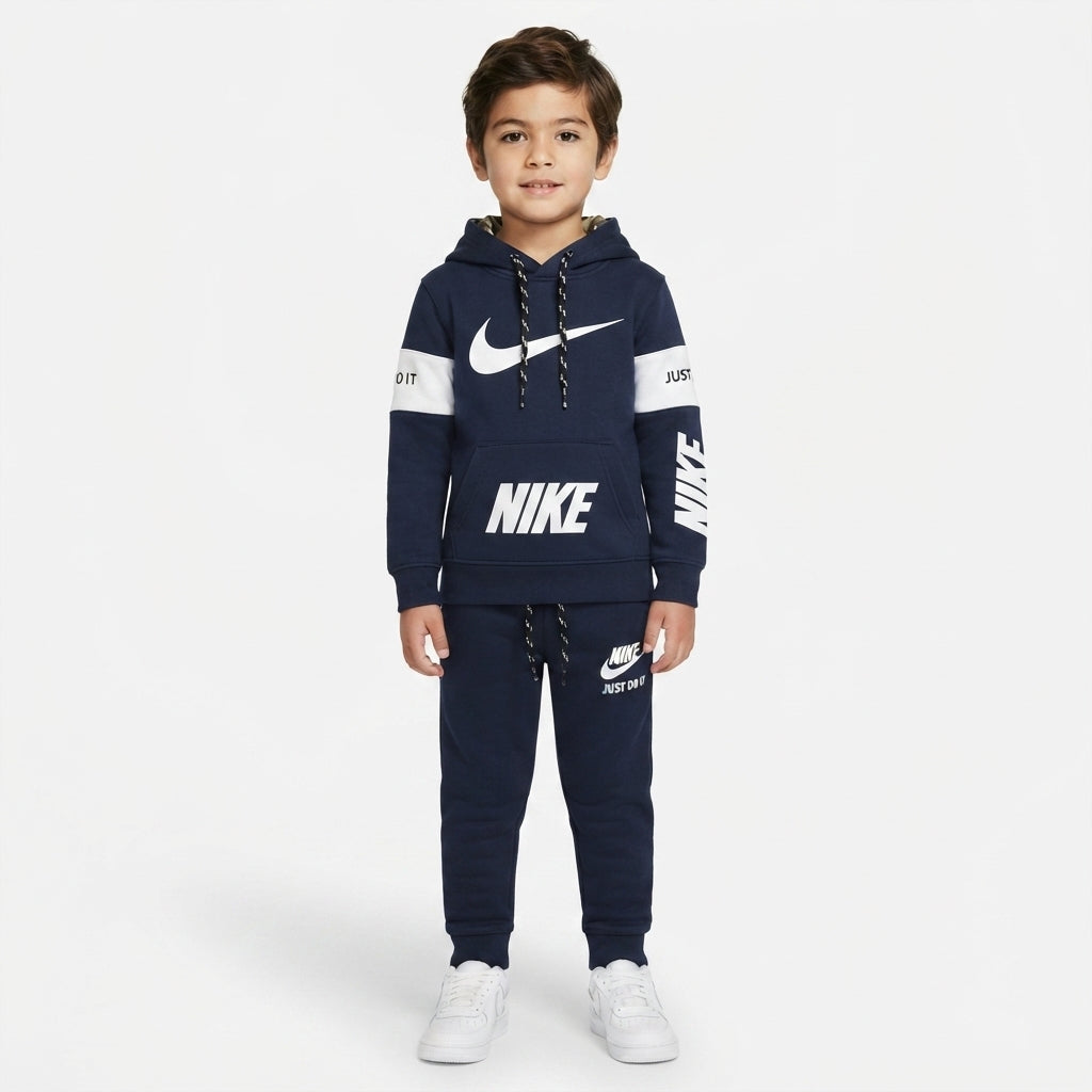 Boys Navy Blue Athleisure Hoodie Tracksuit