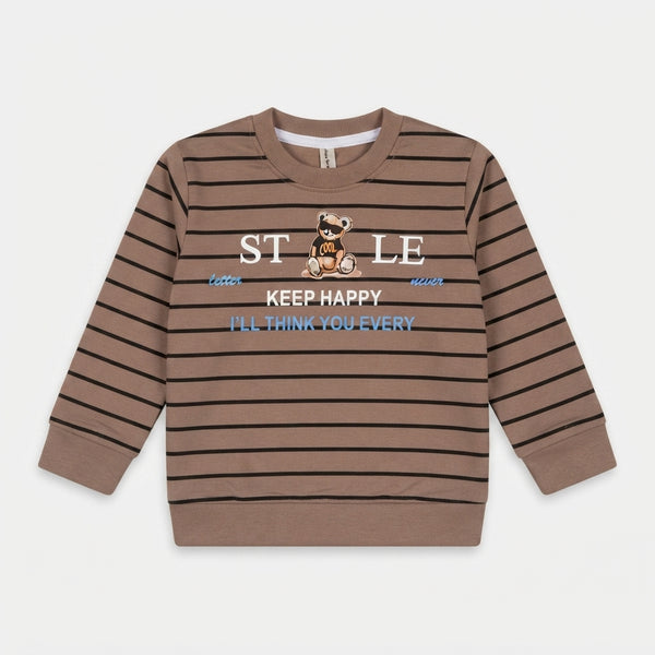 Boys Brown Striped Sweatshirt