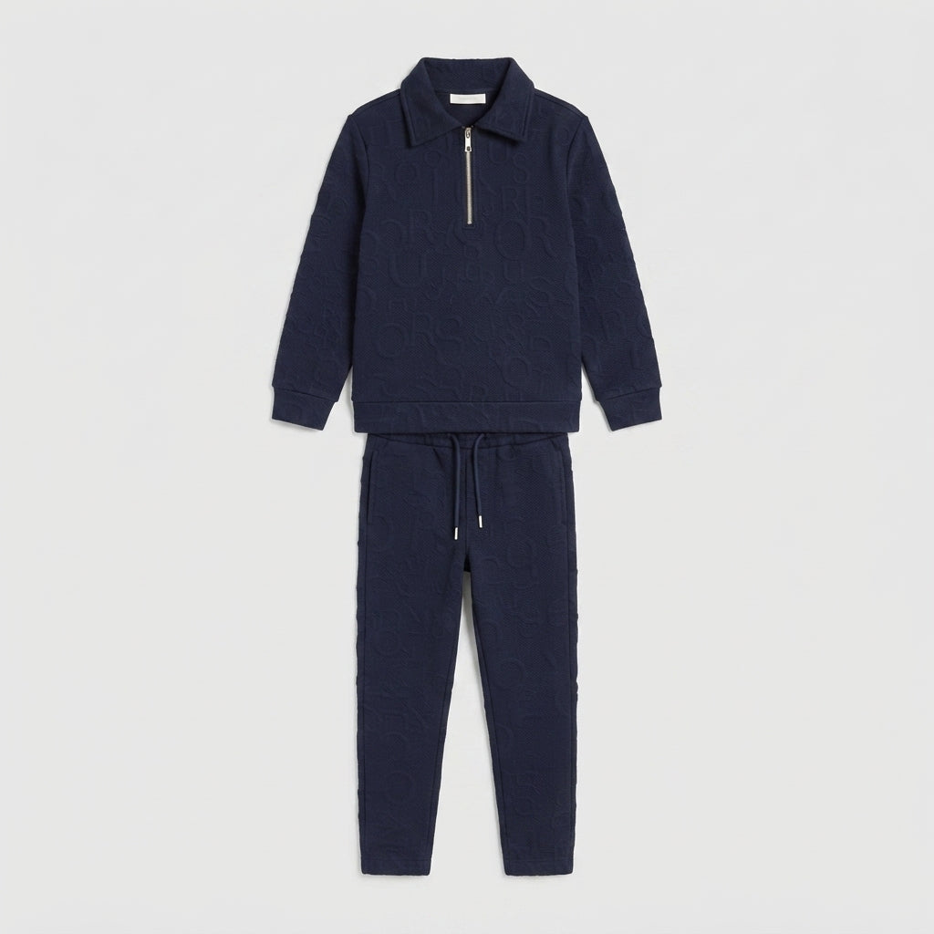 Boys Navy Embossed Half-Zip Tracksuit | Iqra Garments — Photo 2