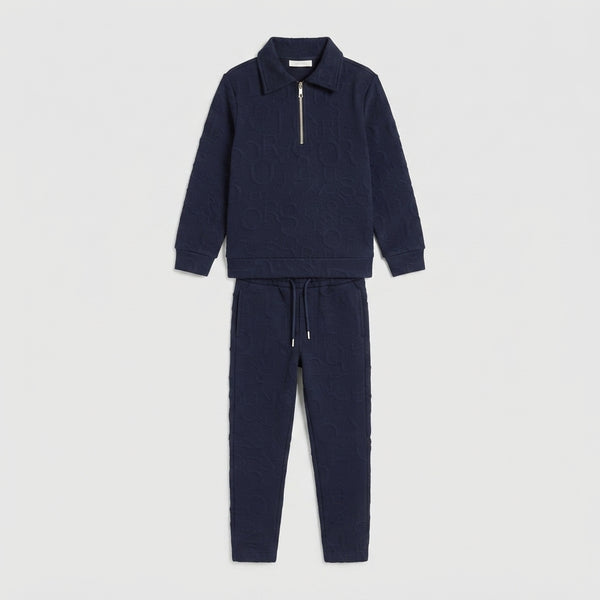 Boys Navy Embossed Half-Zip Tracksuit | Iqra Garments — Photo 2
