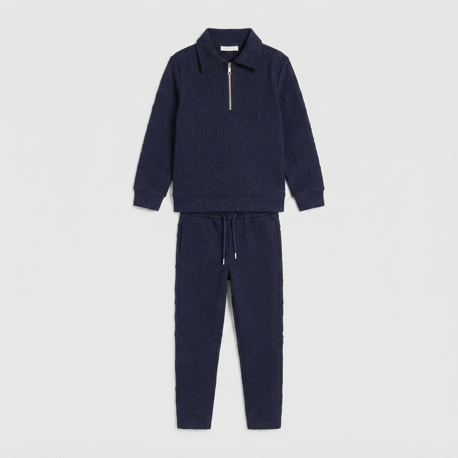Boys Navy Embossed Half-Zip Tracksuit | Iqra Garments — Photo 2