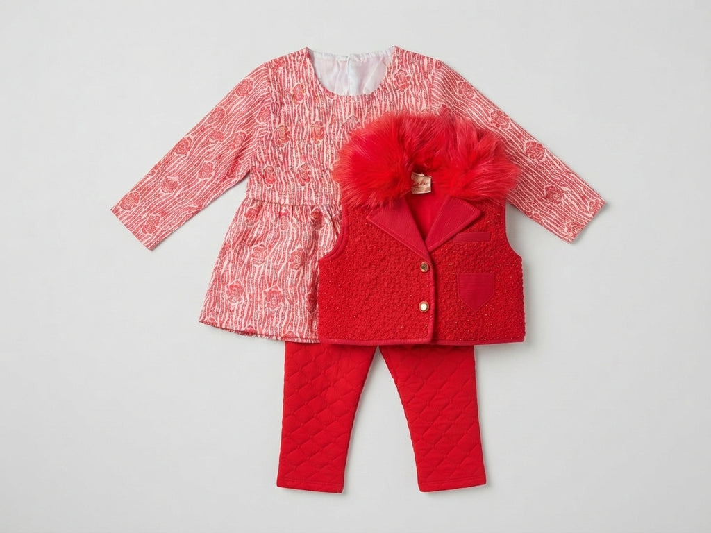 Red 3 Piece Suit for Girls — Photo 2