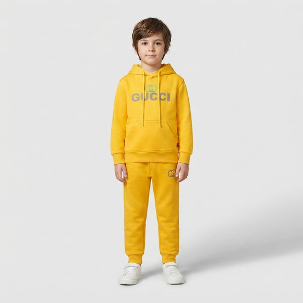 Boys Yellow Branded Designer-Style Tracksuit