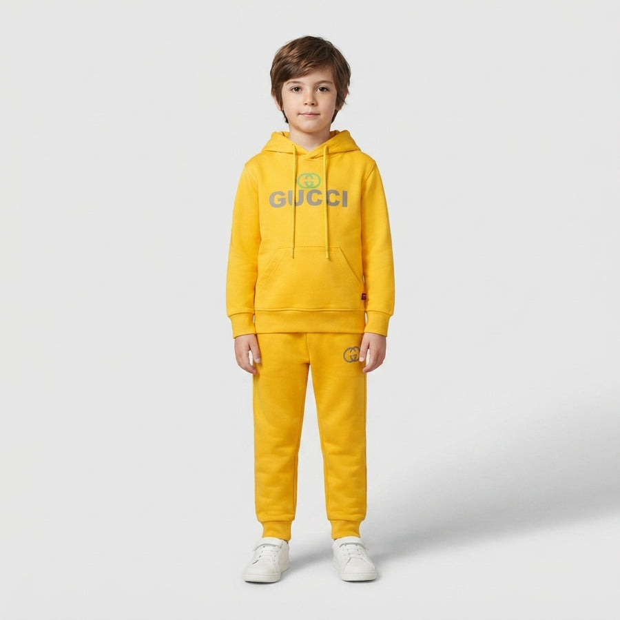 Boys Yellow Branded Designer-Style Tracksuit