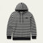 Boys Striped Fleece Hoodie with Pocket & Drawstrings | Black, Grey & White