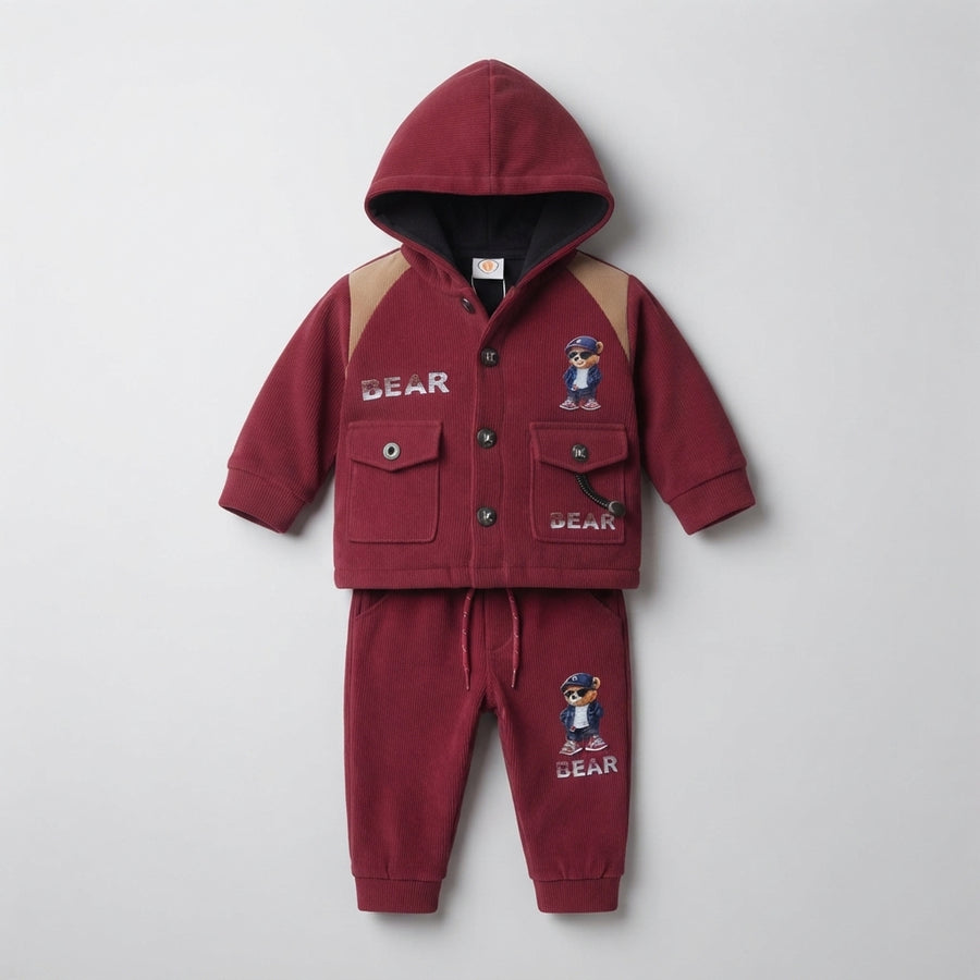 Baby Boy Maroon Bear Print Suit — Photo 2