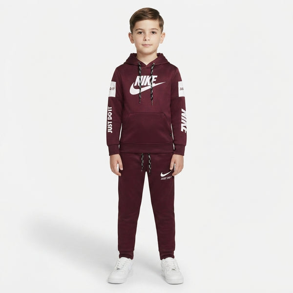 Boys Maroon Athletic Branded Hoodie Tracksuit | Iqra Garments