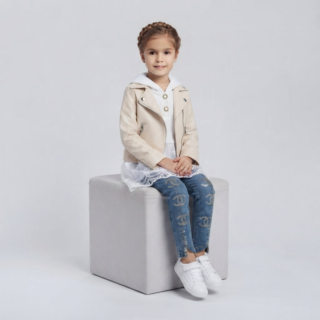 Girls Leather Jacket 3-Piece Set — Photo 3