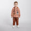 Boys Dusty Peach Hooded Jacket and Brown Pants Outfit Set
