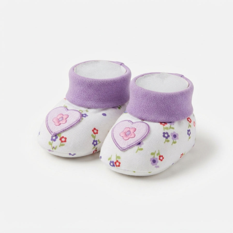Floral Print  Heart Newborn Baby Booties