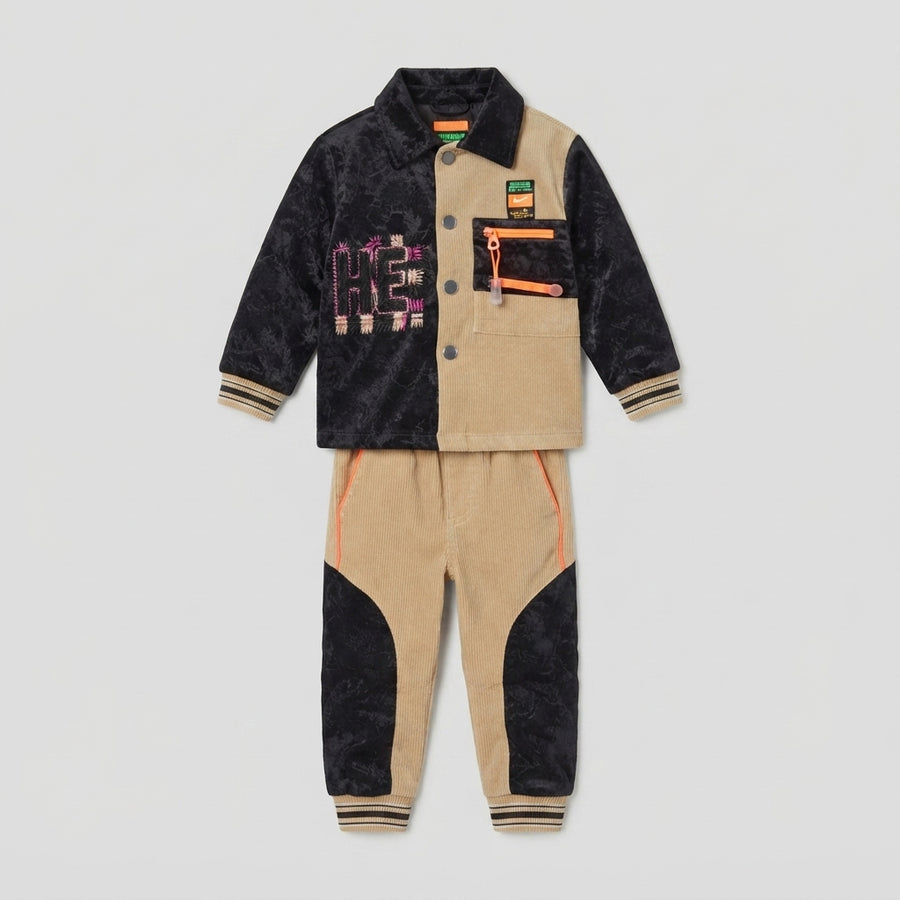 Boys Black & Beige Color-Block Suit — Photo 2