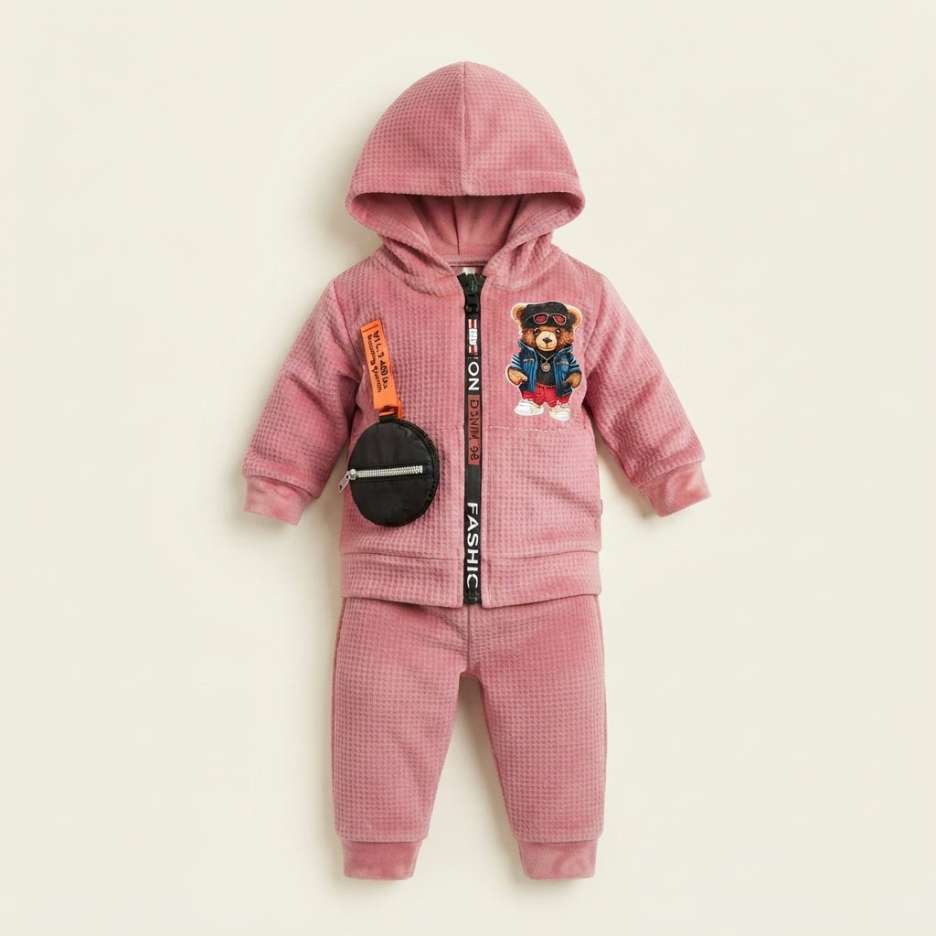 Premium Baby Boy Pink Textured Suit — Photo 2