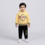 Boys Yellow Mickey Mouse Velvet Hoodie and Black Pants Set