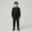 Boys Black Textured Quarter-Zip Tracksuit
