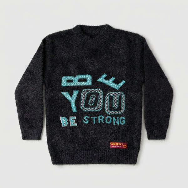 Boys Black "Be You" Fuzzy Sweater