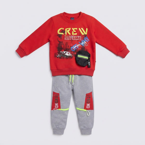 Boys Red Sweatshirt & Grey Joggers Winter Tracksuit