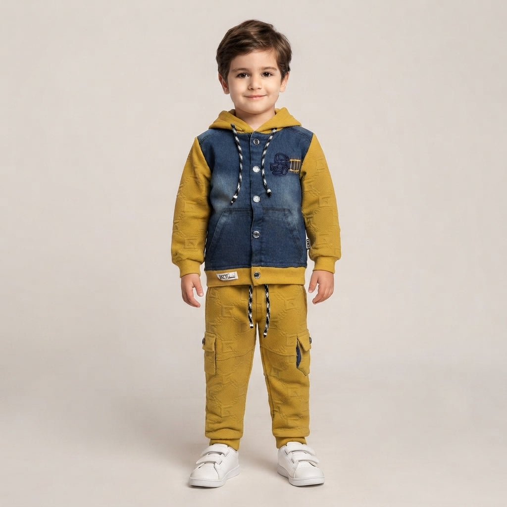Kids Yellow & Denim Cargo Tracksuit for Boys